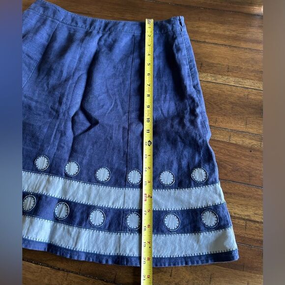 Boden Blue Polkadot 100% Linen A Line Mini Skirt Size 6 Petite - Picture 5 of 8